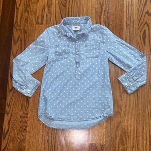 Old Navy Light Blue Polka Dot Kids Button Down Shirt